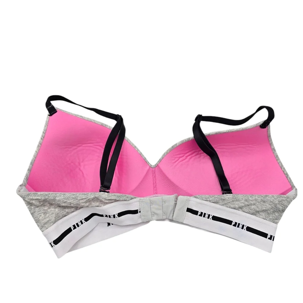 PINK Victoria's Secret Heather Gray Wireless Lightly Lined T-Shirt Bra 34C - Picture 4 of 5